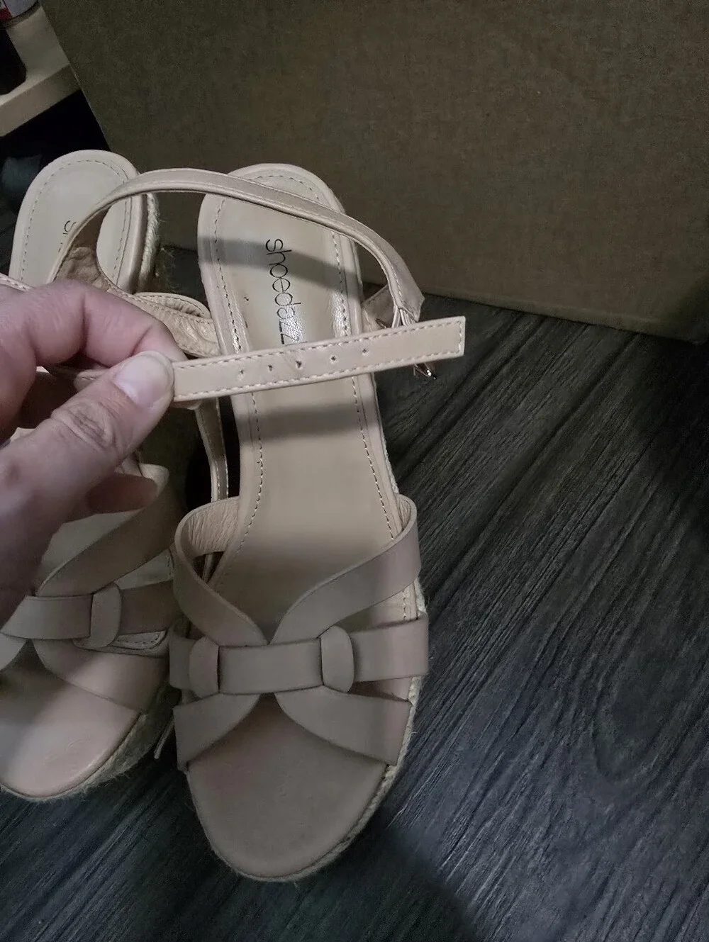 Woven Wedge Nude Sandals
